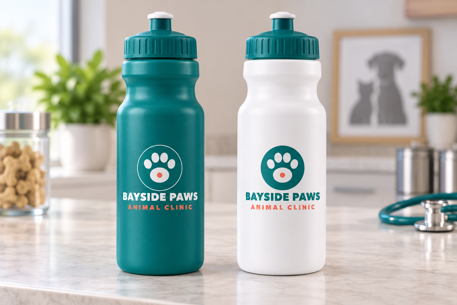 Branded water bottles
